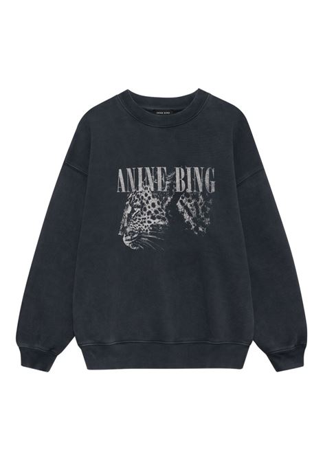 felpa spencer leopard donna nera ANINE BING | A-08-11720WBL1